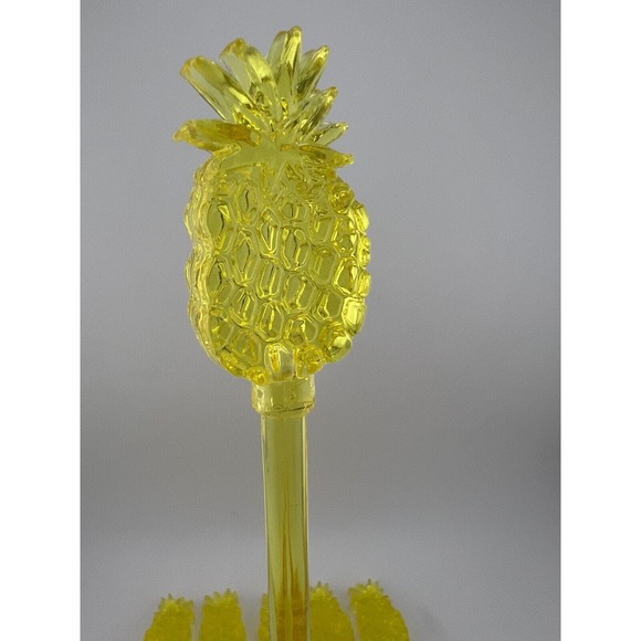 Yellow Decorative Pineapple Shaped Cocktail Drink Swizzle Sticks - Pack of 6 - Picture 2 of 6